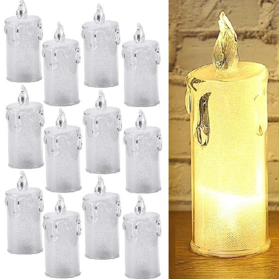 Imagem de 12 Velas LED Transparente 8cm Luz Eletrônica Decorativa