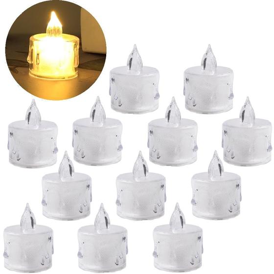 Imagem de 12 Velas Luz Led Eletrônica Decorativa Acrilico Transparente