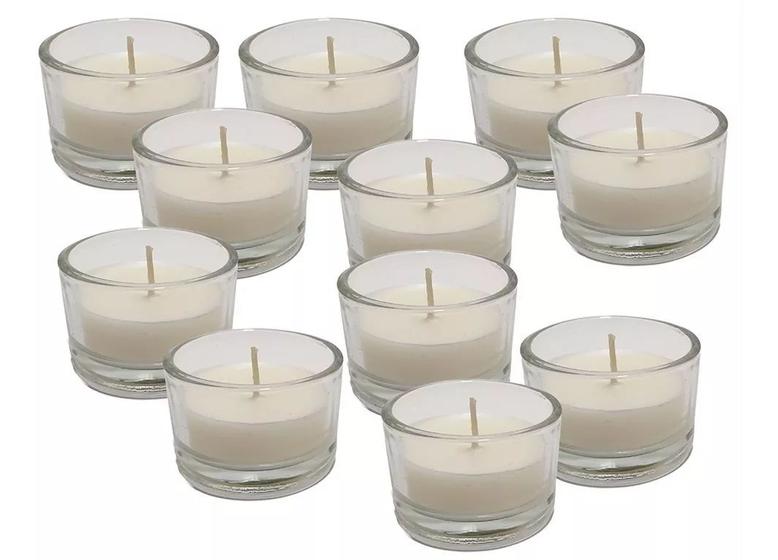 Imagem de 12 Velas Rechauds Decorativas Copo Porta Velas Vidro - 6hrs