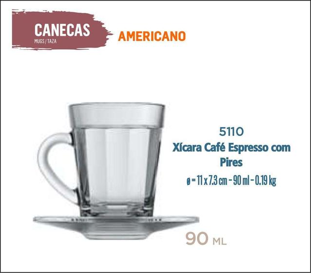 Imagem de 12 Xícaras Café Americano Com Pires Café Expresso Curto 90Ml