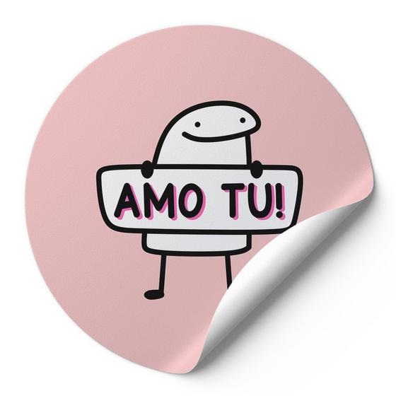 Imagem de 120 Etiquetas Redondas Adesivos Para Cliente Meme Bentô Dia Dos Namorados Amo Tu Rosa Nude AD00396