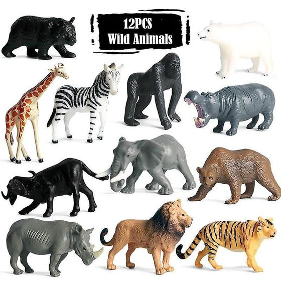 Imagem de 12Pcs/Set Animal Action Figures Modelo de brinquedos para crianças Cogn