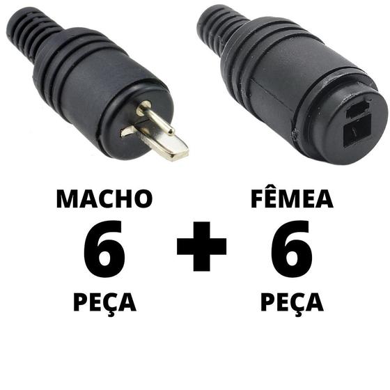 Imagem de 12un Conector Plug Paf Din 2 Pinos Macho e Femea Philips Akai Grundig Marantz Sansui Telefunken