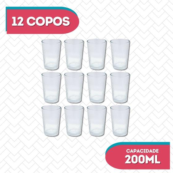 Imagem de 12Un Copos Arizona Baixo Transparente 200ML Vidro Resistente