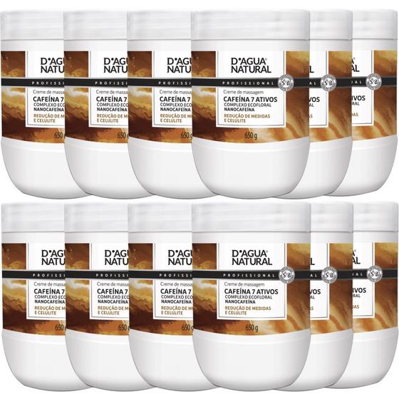 Imagem de 12UN Creme Massagem Cafeína 7 Ativos 650G D'agua natural