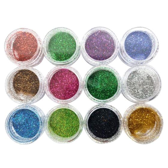 Imagem de 12un Glitter Encapsulado Flocado Para Unha Decoração