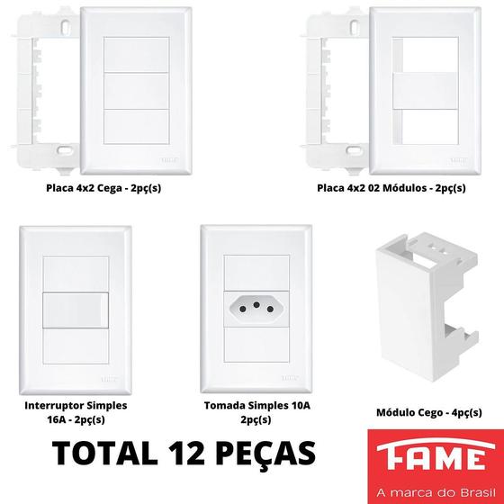 Imagem de 12un Tomadas Interruptores Com Placa 4x2 Evidence FAME K163