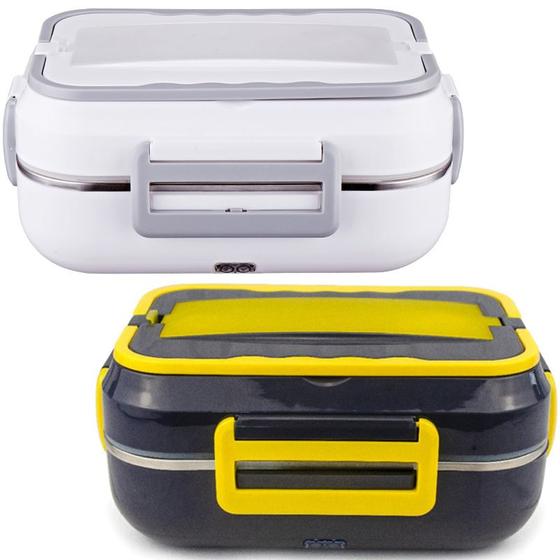 Imagem de 12v e 110Vdupla utilização portátil aquecimento elétrico recipiente aquecedor de alimentos caixa almoço aço inoxidável