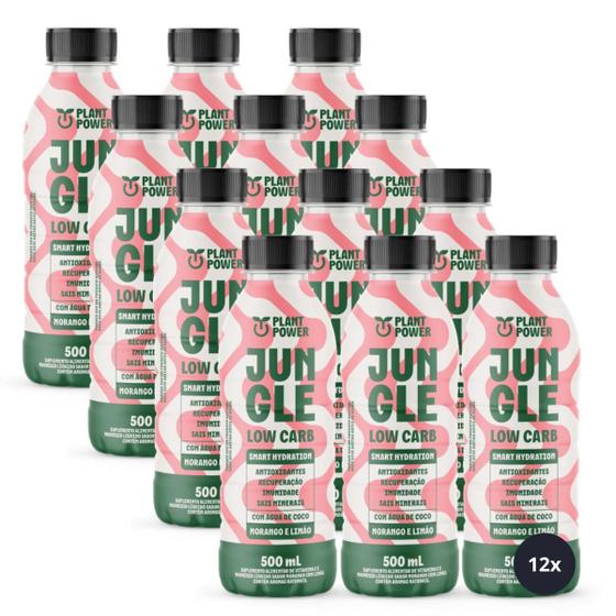 Imagem de 12x Isotônico Jungle Low Carb Plant Power Morango E Limão 500ml