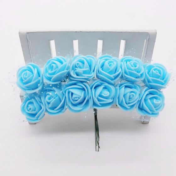 Imagem de 144 Mini Rosas De Eva Rosinha Artificial com 12 Buquês