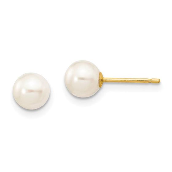 Imagem de 14k 5-6mm branco redondo de água doce cultivado pérola stud post ea