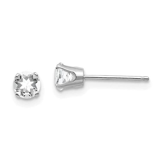 Imagem de 14k ouro branco 4mm topázio branco stud brincos