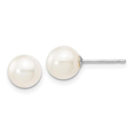 Imagem de 14k ouro branco 6-7mm branco redondo fw cultivado pérola stud post