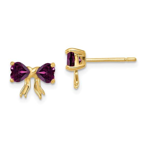 Imagem de 14k ouro polido Rhodolite arco Post brincos