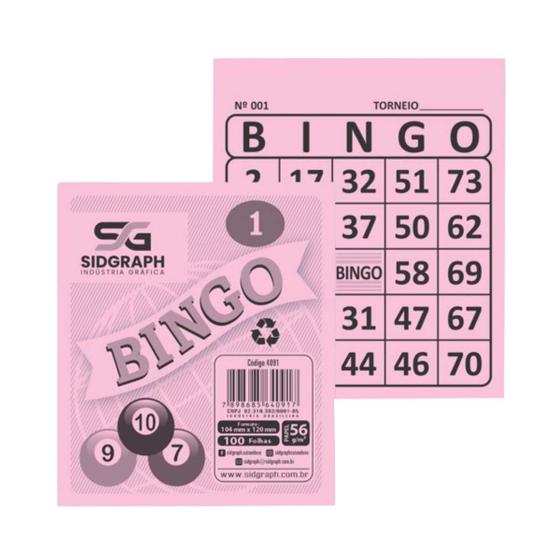 Imagem de 15 Blocos De Bingo Rosa Sidgraph - 1500 Cartelas