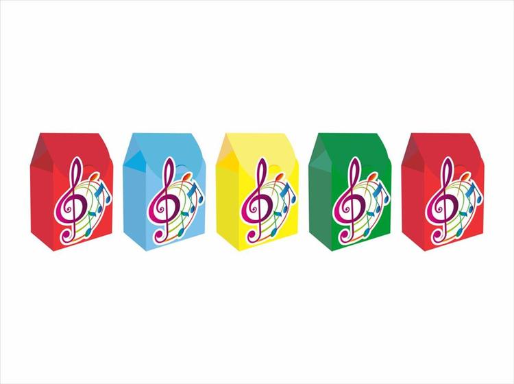 Imagem de 15 Caixinhas MILK para doces Música Colorida