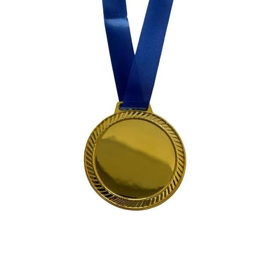 Imagem de 15 Medalhas De Aço 6Cm Ouro Prata Bronze Centro Liso Esporte