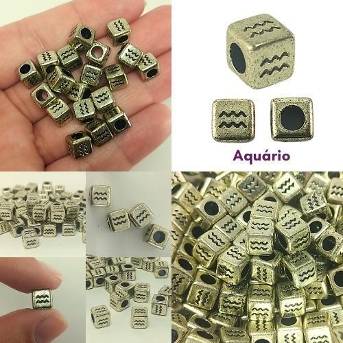 Imagem de 15 pçs Entremeios de signos dourado  ABS 7MM p/ colar pulseira bijuteria brinco e artesanato