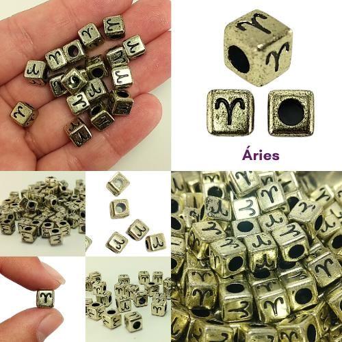 Imagem de 15 pçs Entremeios de signos dourado  ABS 7MM p/ colar pulseira bijuteria brinco e artesanato