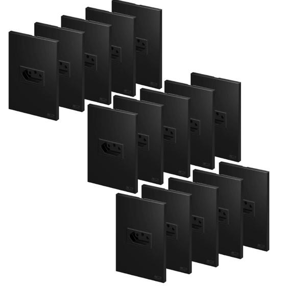 Imagem de 15 Tomadas Simples 10 A 4x2 Blux Recta Black Fosco Santin