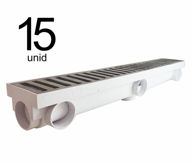 Imagem de 15 Unidades - Ralo Linear 8 x 51 Multi Saídas - grelha em ALUMINIO - BRANCO