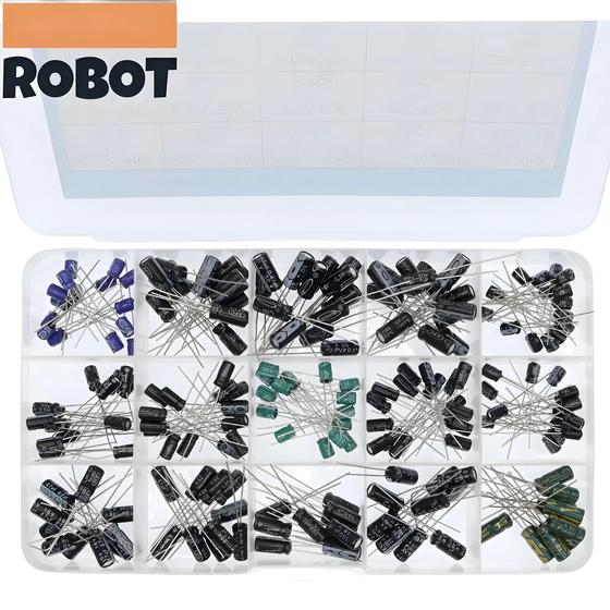 Imagem de 15 Valores 200pcs Kit De Sortimento De Capacitores Eletrolíticos 0,1uF-220uF Conjunto De Capacitores