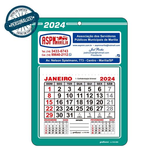 Imagem de 1500 Calendários com Imã e Furo para Geladeira e Parede Personalizado 13,5x18