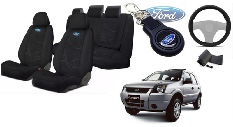 Imagem de 150Kit Tecido EcoSport 2003-2006: Volante + Chaveiro Ford