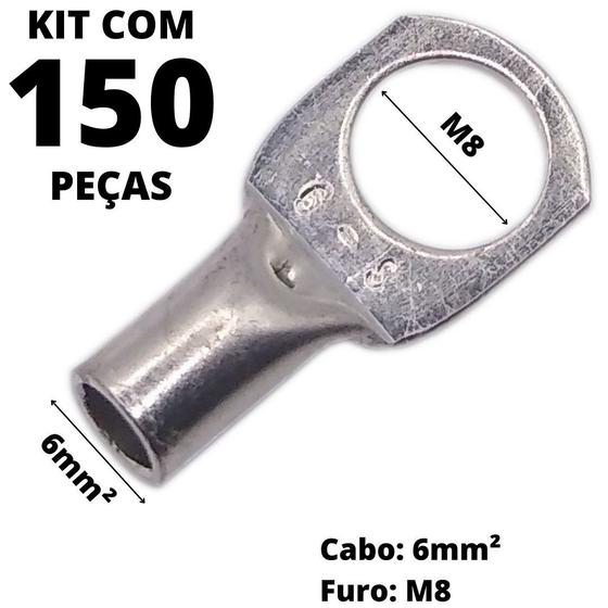 Imagem de 150un Terminal de Compressão Para Cabo de 6mm² Furo M8 SC06-8