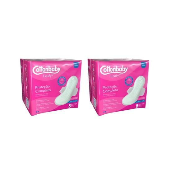 Imagem de 16 Absorventes Fluxo Regular C/Abas Antivazamento Cottonbaby