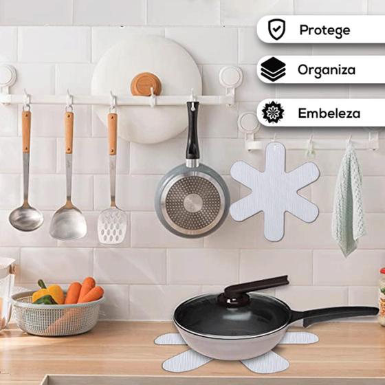 Imagem de 16 Apoio Térmico Para Panela e Pratos de Aço Inox, Porcelana, Cerâmica, Vidro e Madeira - Sisal Branco - Protege Mesa