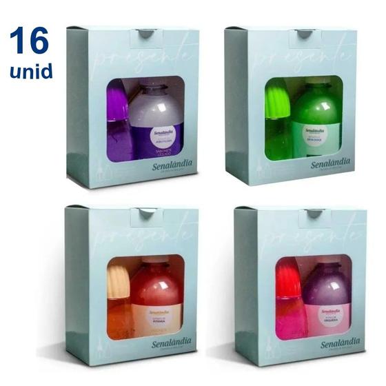 Imagem de 16 Kits Super Presente Sabonete Líquido 250ml + Aromatizador 200ml Sortidos Senalândia - Envio Já