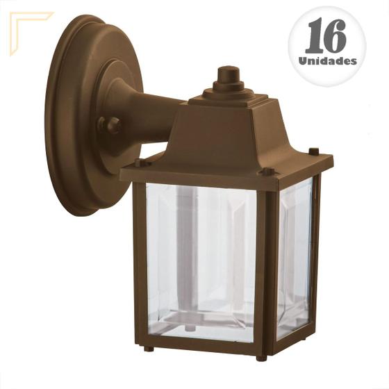 16 Luminaria Arandela Externa Marrom Colonial Quadrada Alz18 Acende a