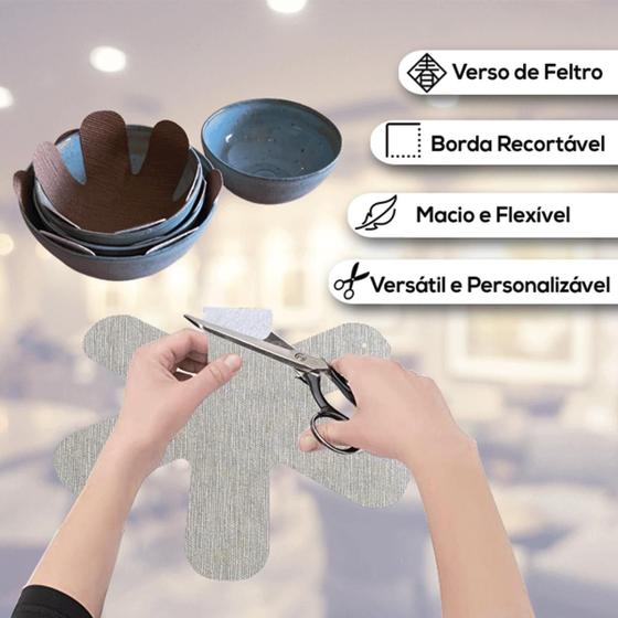 Imagem de 16 Protetor e Organizador de Panela e Pratos de Aço Inox, Porcelana, Cerâmica, Vidro e Madeira - Sisal Palha - Evita Riscos e Rachaduras