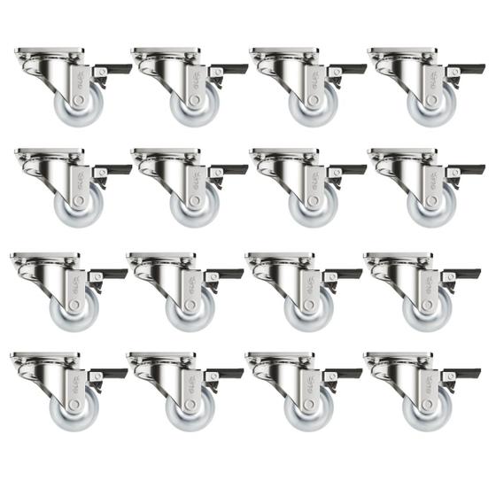 Imagem de 16 Rodízios Giratório Silicone 35mm Com Freio Com Parafusos