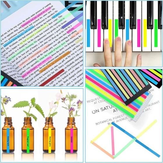 Imagem de 160 Adesivos Coloridos Transparentes Etiqueta Autocolante Marca Texto Livro com 160 Flags