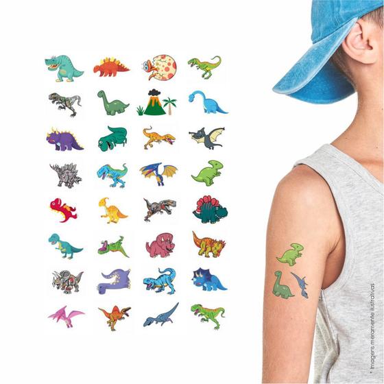 Imagem de 160 Tatuagem Infantil Temporária Dinossauros  Kit Festa 32-017