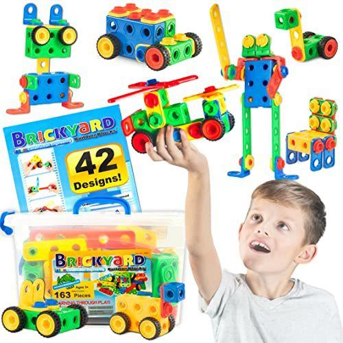 Imagem de 163 Peças STEM Toys Kit, Construção educacional De Construção Blocos De Aprendizagem Conjunto de Aprendizagem para Idades 3 4 5 6 7 8 9 10 Anos Meninos e Meninas por Brickyard, Melhor Brinquedo Kids, Jogos Criativos e Atividade Divertida