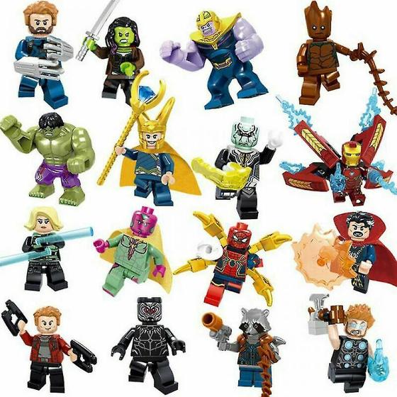 Imagem de 16pcs Super Heróis Fit Lego Avengers Guerra Infinita Mini Figura