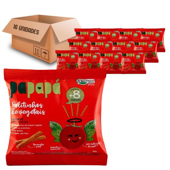 Imagem de 16X Biscoito Infantil Papapá Orgânico Tomate/Manjericao 20G