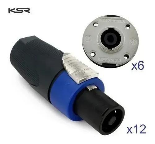 Imagem de 18 Plugs Speakon Ksr Pro 12 Machos 6 Femeas Metal Tipo Neutrik