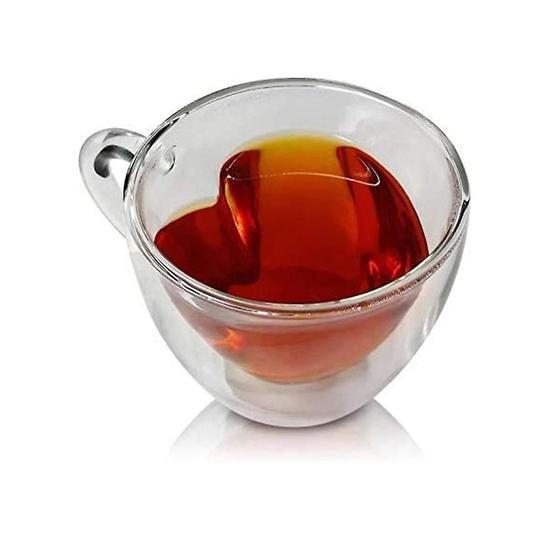 Imagem de (180 ml) Caneca de vidro de parede dupla Heart Love Shaped Kungfu Tea