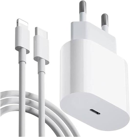 Imagem de ¹Carregador Original Compatível Para IPhone Turbo+Cabo TipoC 20w Branco Residencial Tecnológia Novax