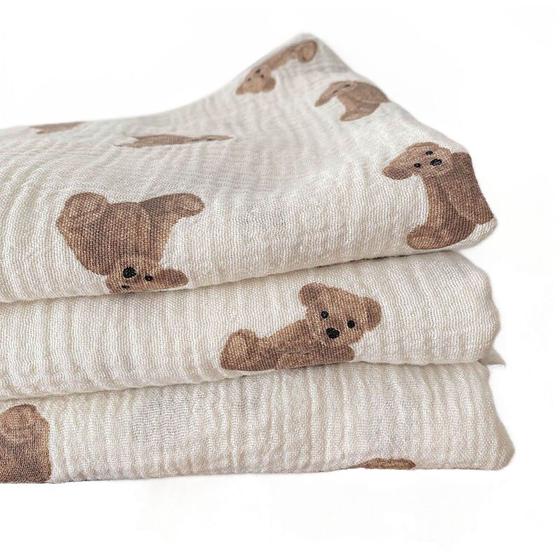 Imagem de 1PC 150x130cm Muslin Baby Blanket, Bebê Urso de Desenho Infantil Recém-Nascido,