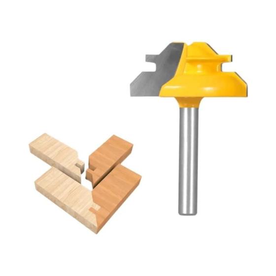 Imagem de 1Pc 45  graus Grau Bloqueio Miter Router Bit Carpintaria Fresadora Para Ferramentas De Madeira