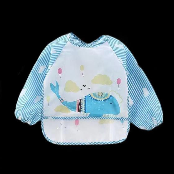 Imagem de 1PC Baby Manga Comprida Babador Impermeável, Toalha de Saliva Infantil,