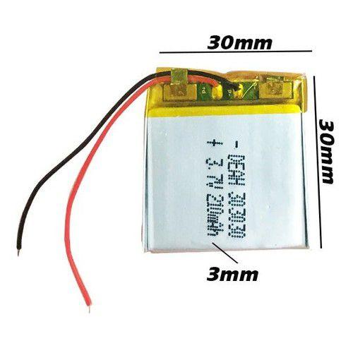 Imagem de (1pc) Pilha Bateria 3.7v 210 Mah 3mm X 30mm X 30mm 2 Fios