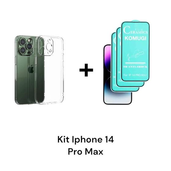 Imagem de 1UN Capinha Capa Anti Impacto + 3UN Películas De Cerâmica 9D para Iphone 14 PRO MAX