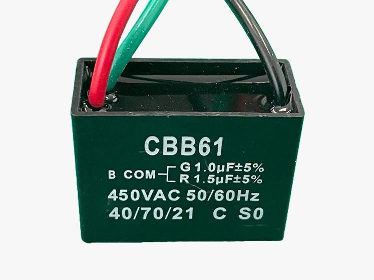 Imagem de 1x Capacitor Partida 1+1,5uf/450v Fio 37x17x28mm Cbb61