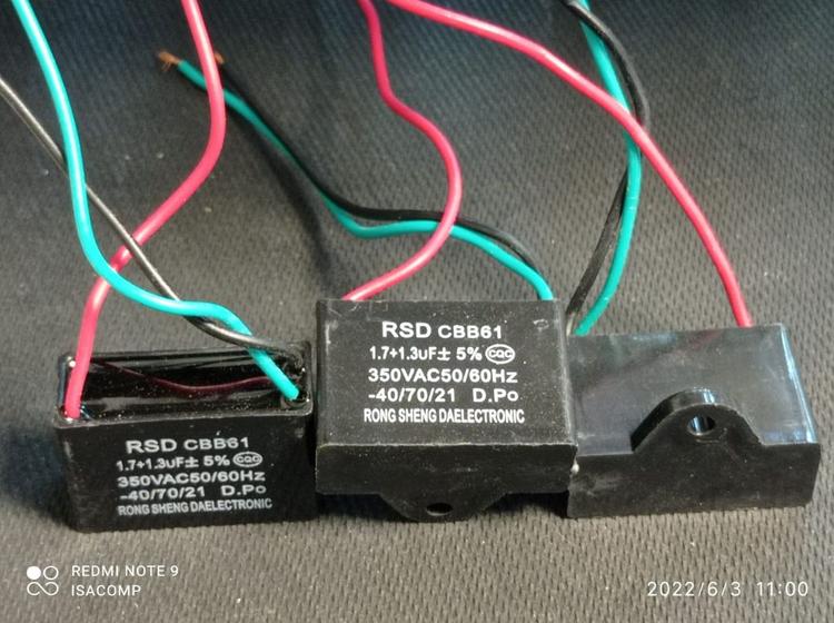 Imagem de 1x Capacitor Partida 1,7+1,3uf/350v Fio Cbb61 Rsd